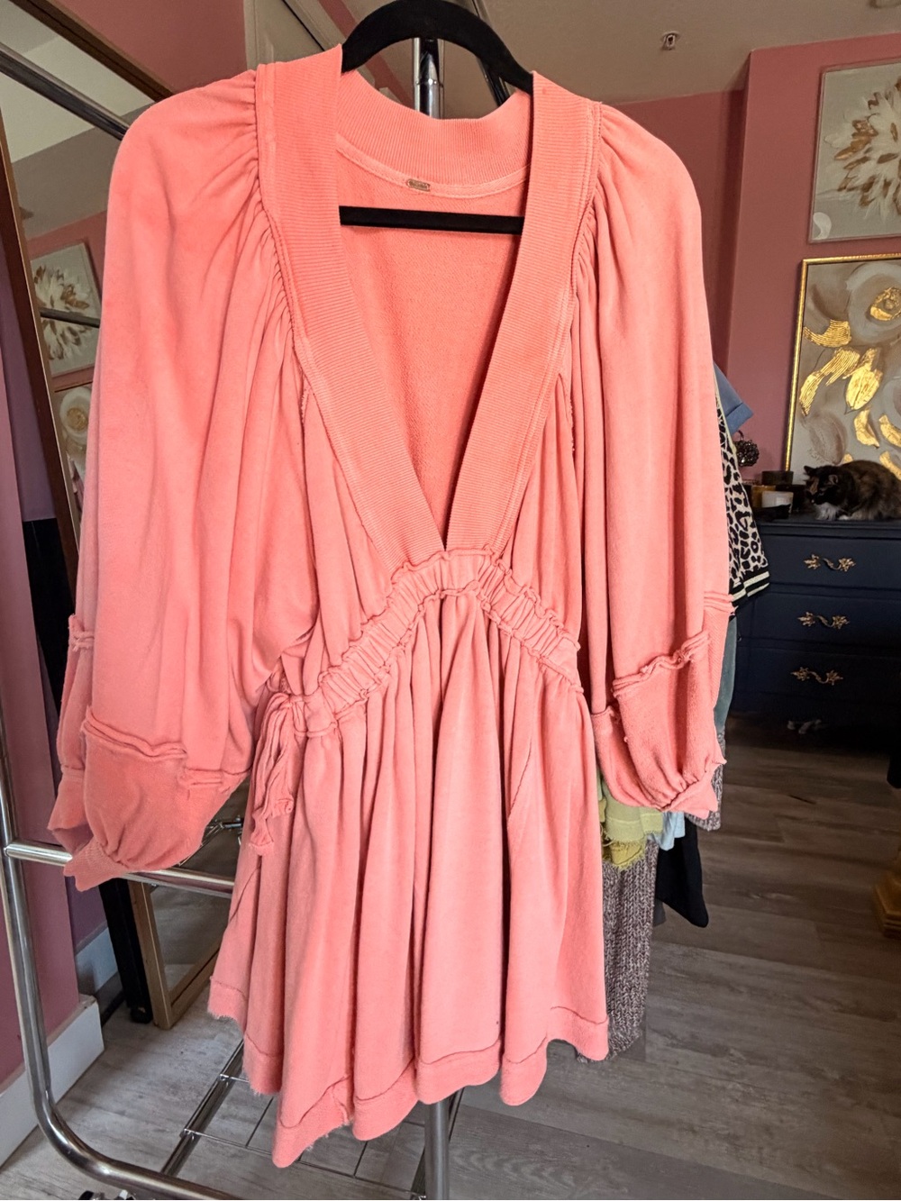 Trina Turk Coral Pink V-Neck Tunic Top